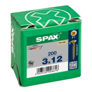 Spax Vis universelle 3 x 12 mm Tête fraisée Pozidriv Z Filetage total Pointe S YELLOX A2L-5