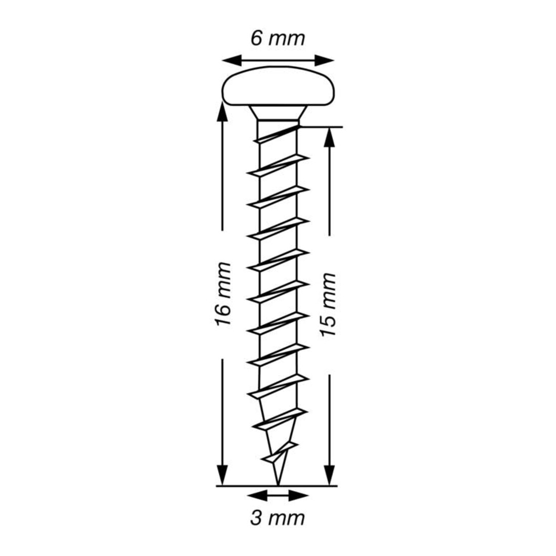Spax Vis universelle 3 x 16 mm Tête demi-ronde T-STAR plus filetage complet Pointe S WIROX A3J