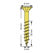 Spax Vis universelle 4 x 45 mm Tête fraisée Pozidriv Z Filetage partiel 4CUT YELLOX A2L-5