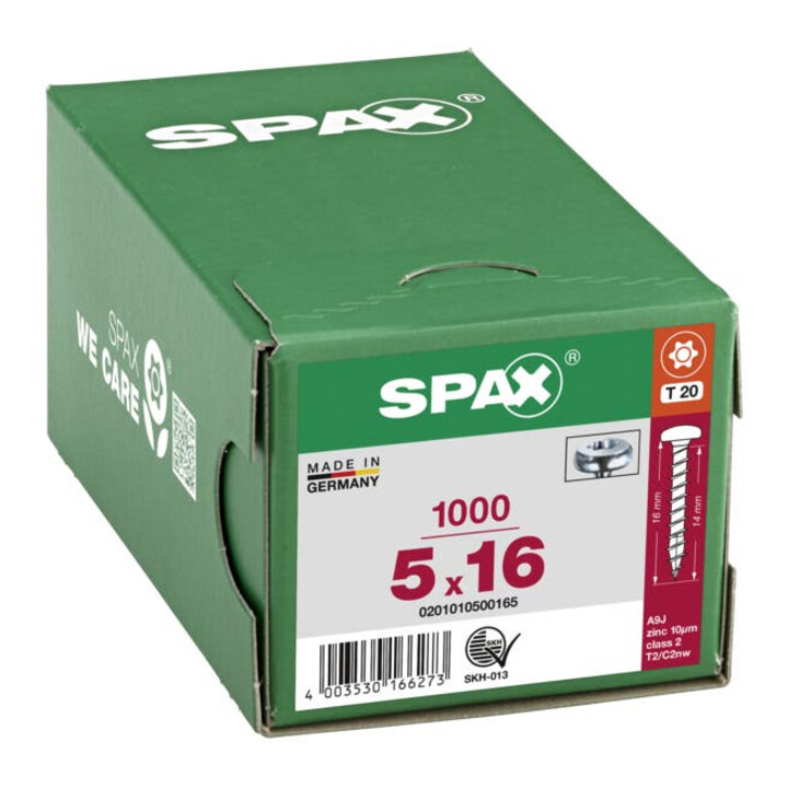 Spax Vis universelle 5 x 16 mm Tête demi-ronde T-STAR plus filetage complet 4CUT WIROX A3J