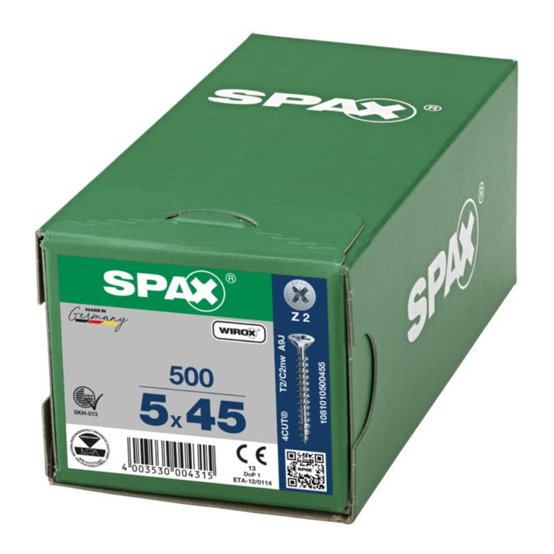 Spax Vis universelle 5 x 45 mm tête fraisée cruciforme Z filetage complet 4CUT WIROX A3J