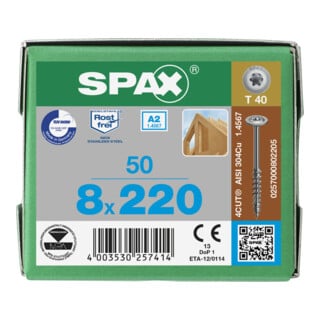 Spax WIROX Tellerkopf 8 x 220 T-STAR PLUS T30 TG 4 Cut
