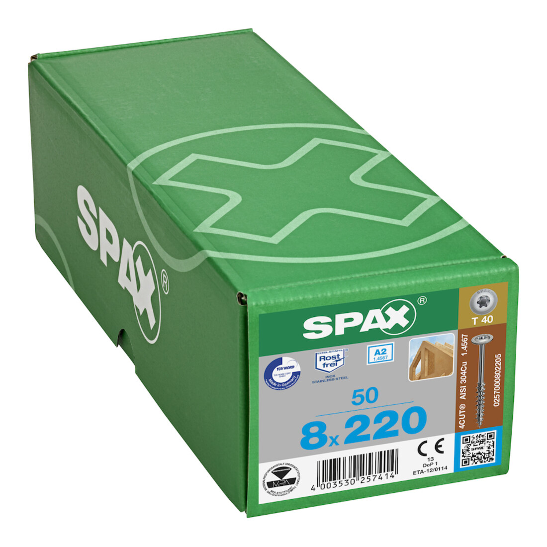 Spax WIROX Tellerkopf 8 x 220 T-STAR PLUS T30 TG 4 Cut