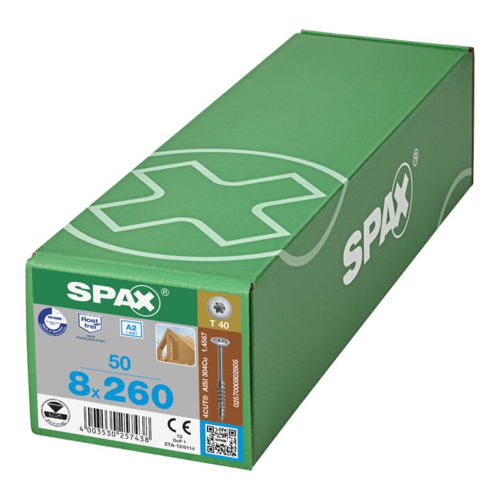 Spax WIROX Tellerkopf 8 x 260 T-STAR PLUS T30 TG 4 Cut