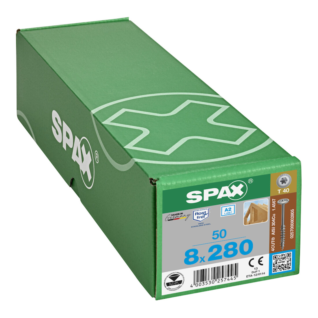 Spax WIROX Tellerkopf 8 x 280 T-STAR PLUS T30 TG 4 Cut