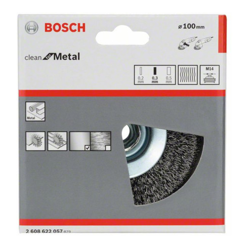 Bosch Spazzola a cono Clean for Metal, filo ondulato