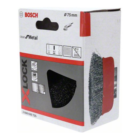 Bosch Spazzola a tazza X-LOCK Clean for Metal 75 mm, filo d'acciaio ondulato 0,3 mm