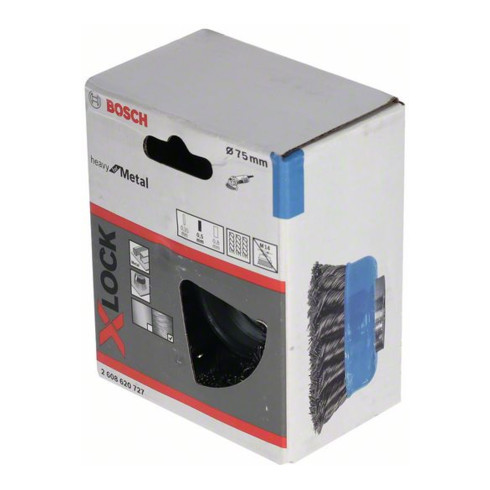 Bosch Spazzola a tazza X-LOCK Heavy for Metal 75mm 0,5mm filo d'acciaio annodato
