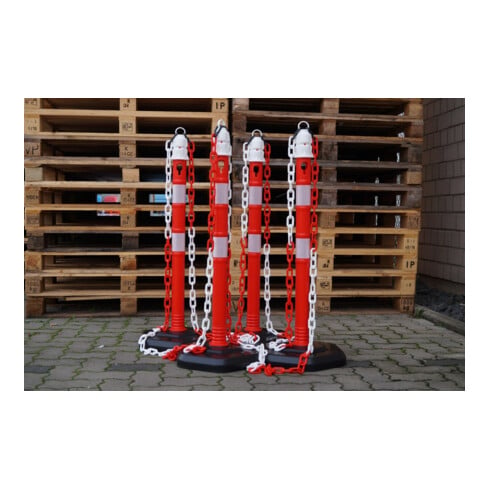 Sperrpfosten PP rot/weiß D.63mm z.Aufstellen m.Öse