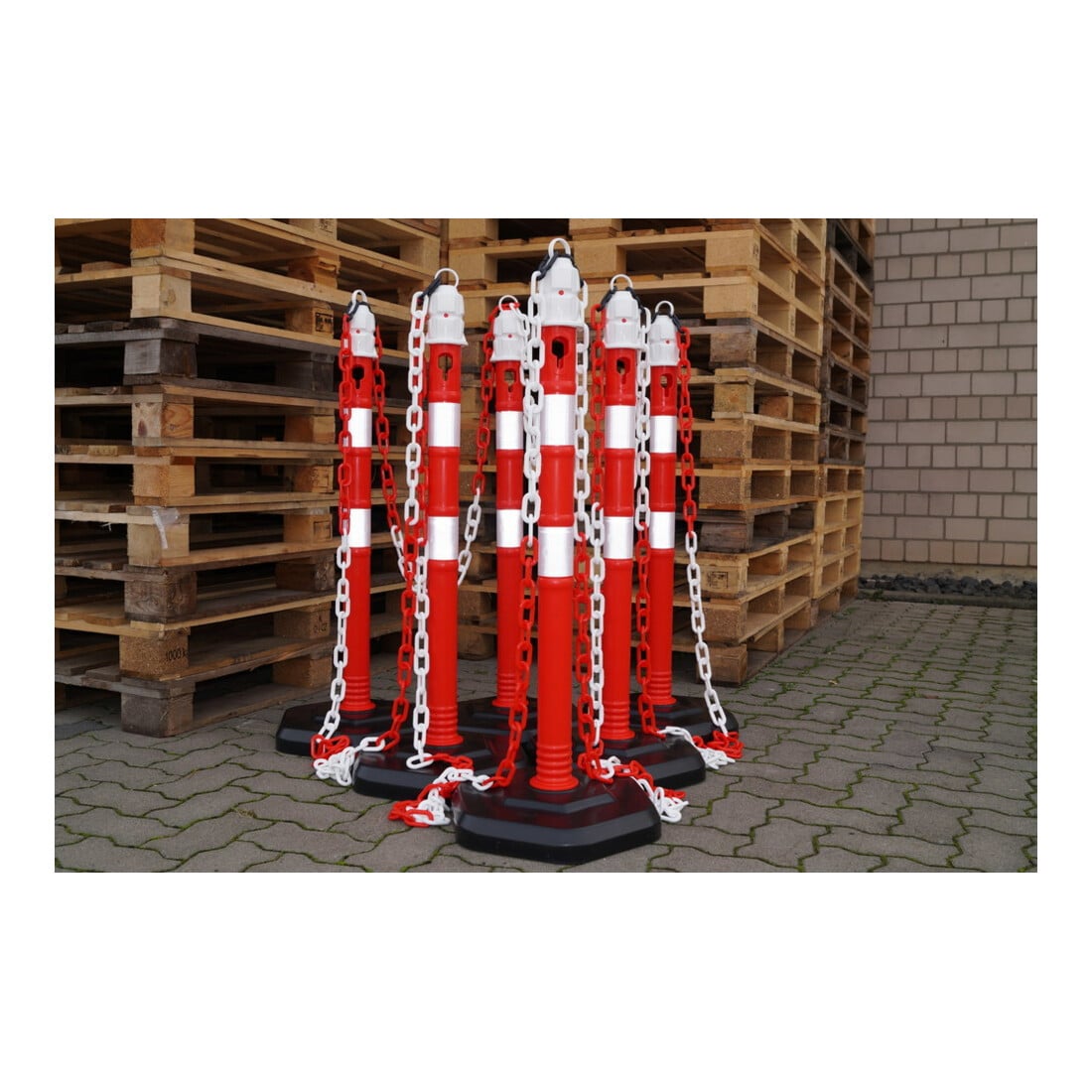 Sperrpfosten PP rot/weiß D.63mm z.Aufstellen m.Öse