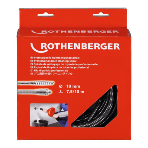 Spirale Rothenberger 10mm x 7,5m avec tête de club et âme