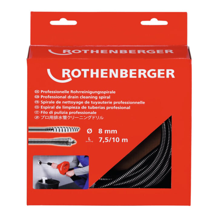 Spirale Rothenberger 8mm x 7,5m avec accouplement d'outil et noyau