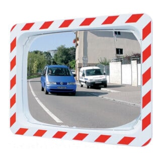 SPL Miroir de circulation H400×I600mm plastique, rouge/blanc pour 2 directions 9m