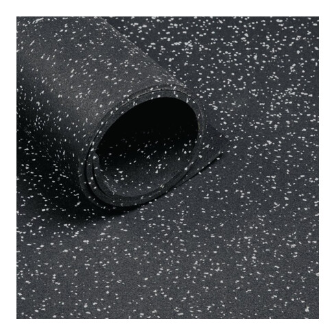 Sportbodenbelag B.1,25m L.10m D.6mm schwarz/blau SBR/EPDM o.Gewebeeinlage