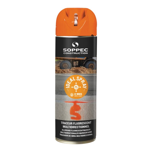 Spray de marquage orange fluo 500 ml bombe aérosol SOPPEC