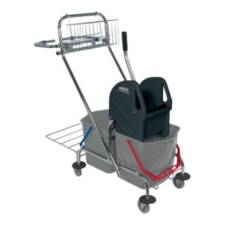 Sprintus Chariot de nettoyage seaux 2x17l, presse, panier de rangement STA