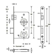 SSF Zimmertür-Einsteckschloss PZW 20/ 55/72/8mm DIN R VA rd Kl 3-4