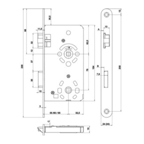 SSF ZT-Einsteckschl.BAD 20/ 65/78/8mm DIN L silber rd Kl 3 Zinkdruckg.
