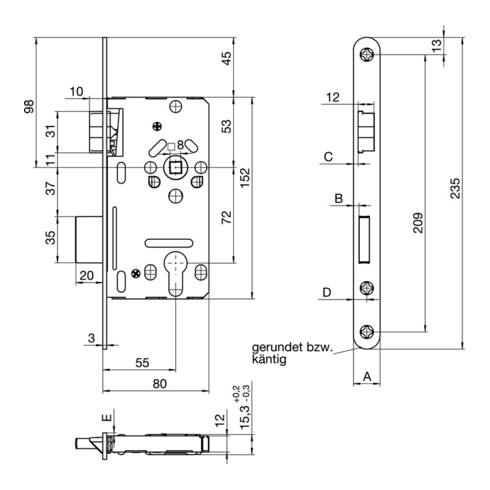 SSF ZT-prise mâle PZW 20/ 55/72/8mm DIN R argent ktg.Kl 2 zinc moulé sous pression