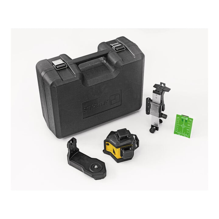 STABILA 12-V-System Kreuzlinienlaser LAX 600 G, selbstnivellierend, 3 x 360° grüne Laserlinien, max. Reichweite: 40 m, Tragekoffer, Universal- und Wandhalterung (ohne Akku und Ladegerät)