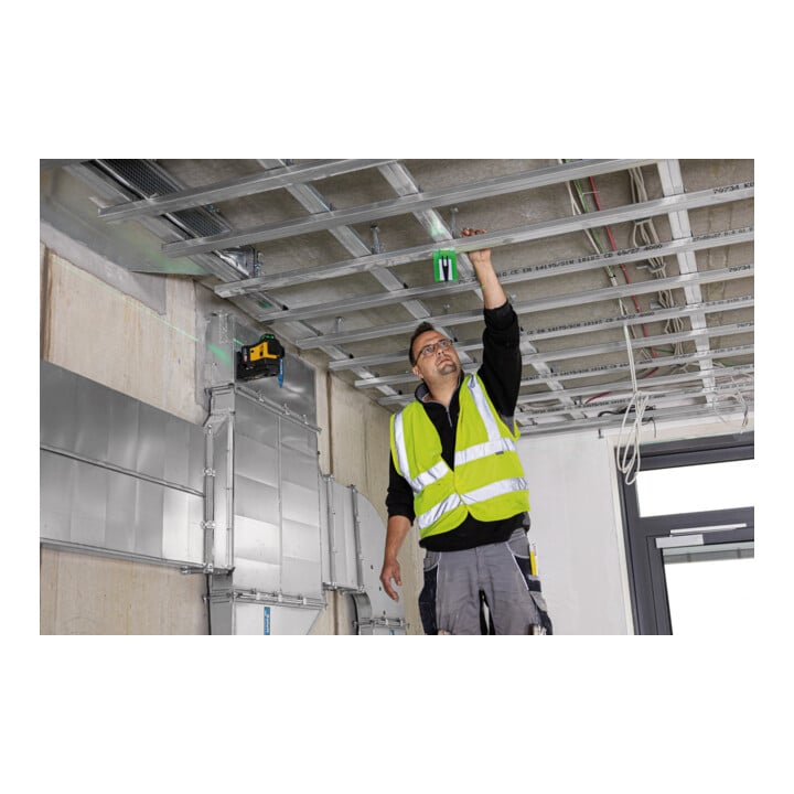 STABILA 12-V-System Kreuzlinienlaser LAX 600 G, selbstnivellierend, 3 x 360° grüne Laserlinien, max. Reichweite: 40 m, Tragekoffer, Universal- und Wandhalterung (ohne Akku und Ladegerät)