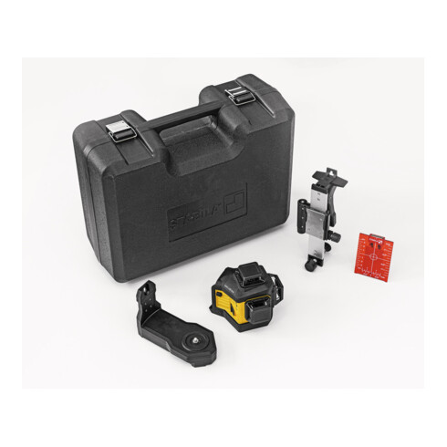 STABILA 12-V-System Kreuzlinienlaser LAX 600, selbstnivellierend, 3x 360° rote Laserlinien, max. Reichweite: 30 m, Tragekoffer, Universal- und Wandhalterung (ohne Akku und Ladegerät)