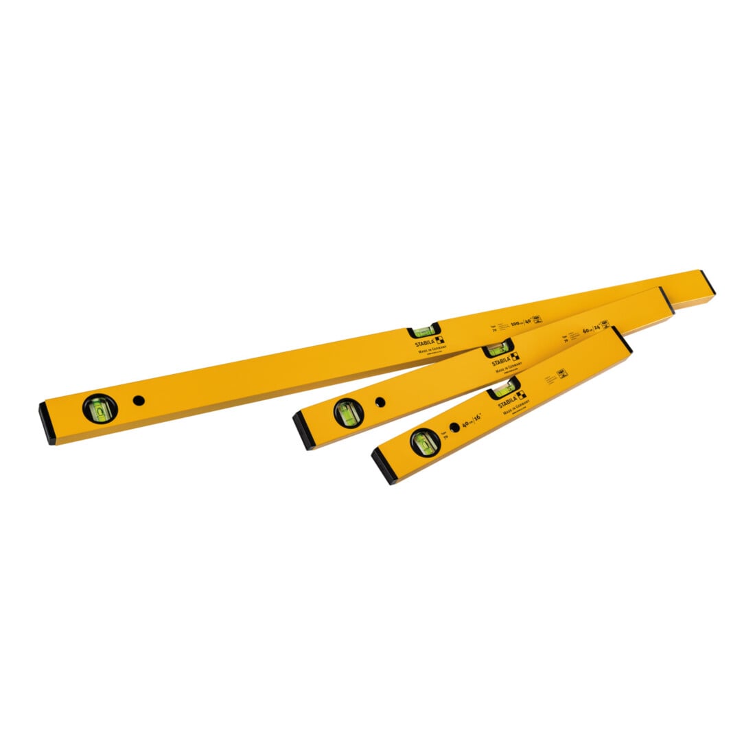 STABILA CLASSIC SET 70, set di livelle a bolla 3 pezzi: 100 cm, 60 cm, 40 cm, profilo in alluminio leggero, Made in Germany