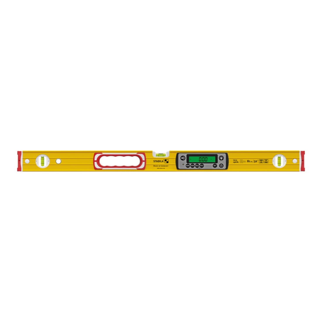 STABILA Digitale Wasserwaage TECH 196 DL, 81 cm, wasser- und staubdicht nach IP 67, 2 Digital-Displays, kalibrationsfrei, Anzeige-Modi: °, %, mm/m, in/ft, Tasche