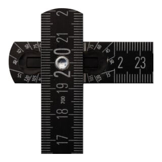 STABILA Holz-Gliedermaßstab Type 707 P SCHWARZARBEITER, 2 m, schwarz, metrische Skala, mit Winkelschema, PEFC-zertifiziert