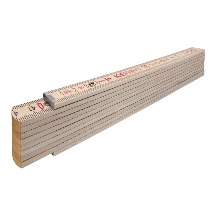STABILA Houten meetlat Type 407 N, 2 m, naturel, metrische schaal, met hoekschema, PEFC-gecertificeerd