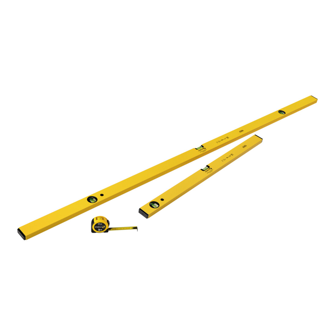 STABILA Livelle CLASSIC KIT 70-3-180, set 3 pezzi: livella tipo 70-2/180 cm, livella tipo 70/80 cm, metro a nastro BM 150/3 m