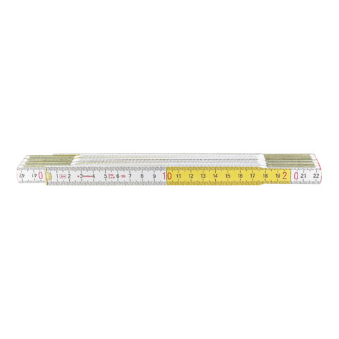 STABILA Mètre pliant en bois, blanc / jaune 2 m