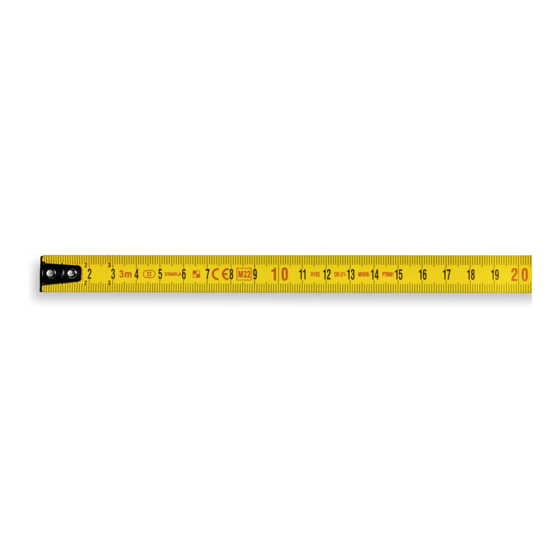 STABILA Mètre ruban BM 150, 3 m, ruban métrique, fenêtre de lecture, boîtier ABS incassable, crochet mobile, clip ceinture, précision MID