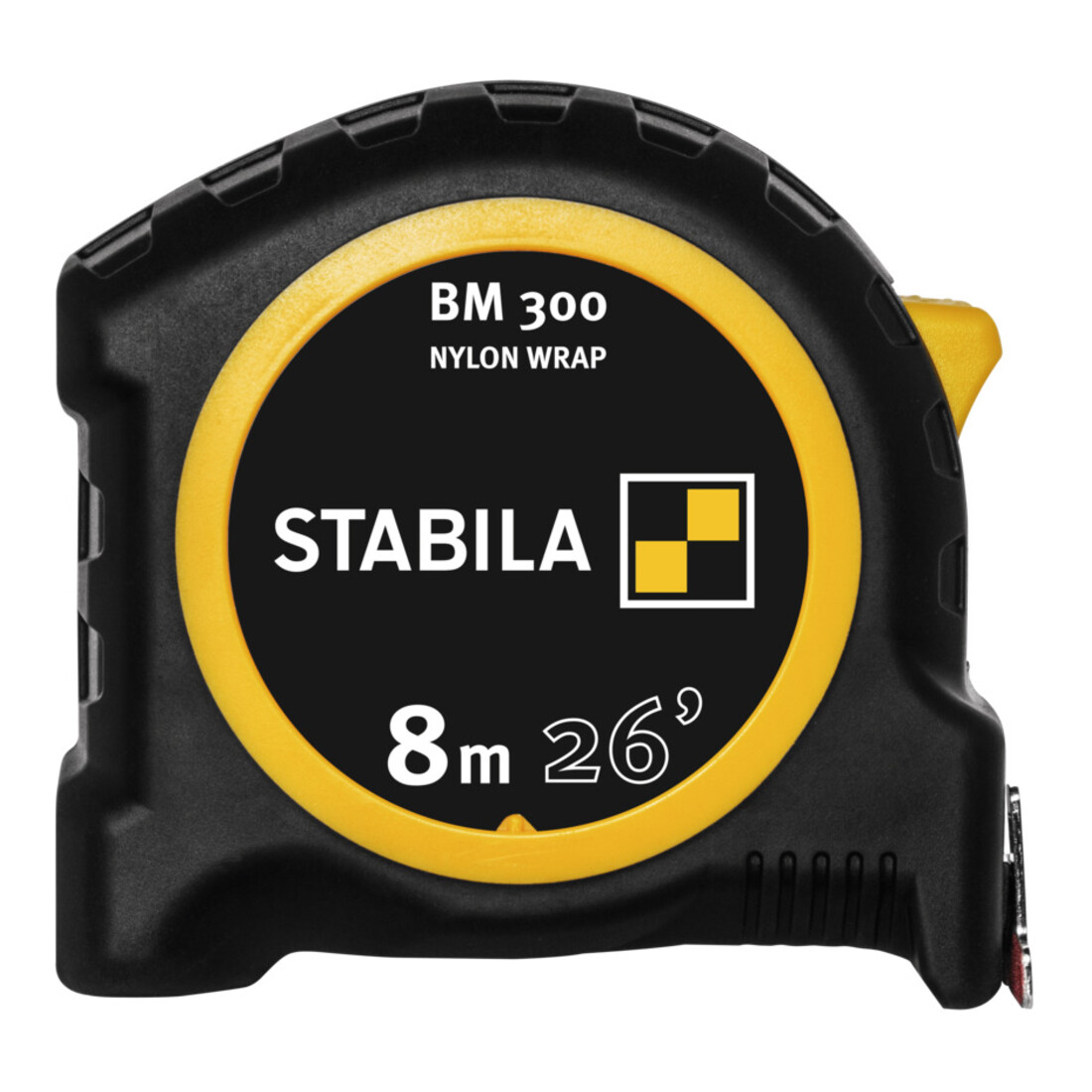 STABILA Metro a nastro tascabile BM 300, 8 m (26'), scala cm/pollici doppia, gancio SPIKES