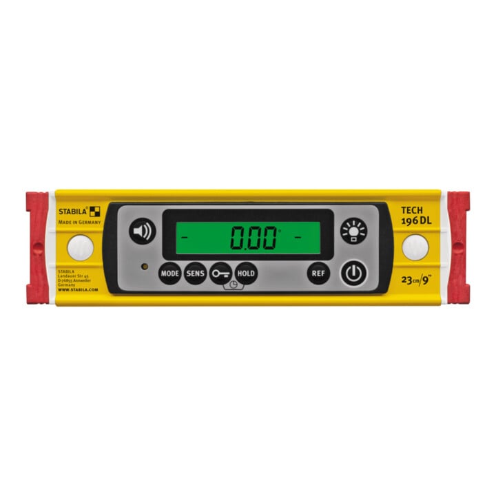 STABILA Niveau numérique TECH 196 DL, 23 cm, étanche IP 67, 2 écrans, sans calibration, modes °, %, mm/m, in/ft, étui