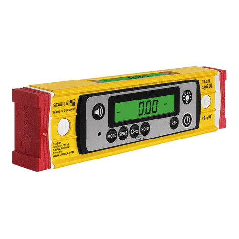 STABILA Niveau numérique TECH 196 DL, 23 cm, étanche IP 67, 2 écrans, sans calibration, modes °, %, mm/m, in/ft, étui