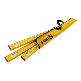 STABILA PRO SET 80 AS, 4-teiliges Wasserwaagen-Set: 120 cm / 60 cm / 30 cm / Tasche, verstärktes Alu-Profil, integrierte