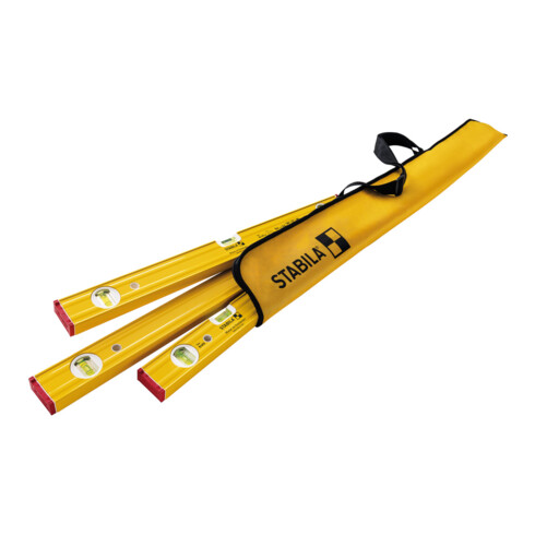 STABILA PRO SET 80 AS, set de 4 niveaux à bulle : 120 cm / 60 cm / 30 cm / poche, profilé alu renforcé, antidérapant intégré