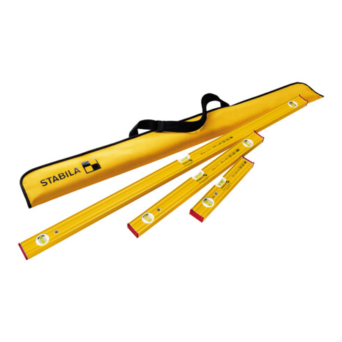 STABILA PRO SET 80 AS, set de 4 niveaux à bulle : 120 cm / 60 cm / 30 cm / poche, profilé alu renforcé, antidérapant intégré