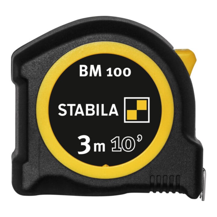 STABILA Taschenbandmaß BM 100, 3 m (10'), cm/inch-Skala