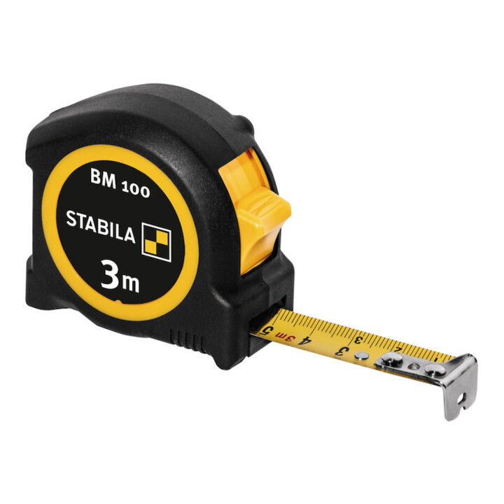 STABILA Taschenbandmaß BM 100, 3 m, metrische Skala