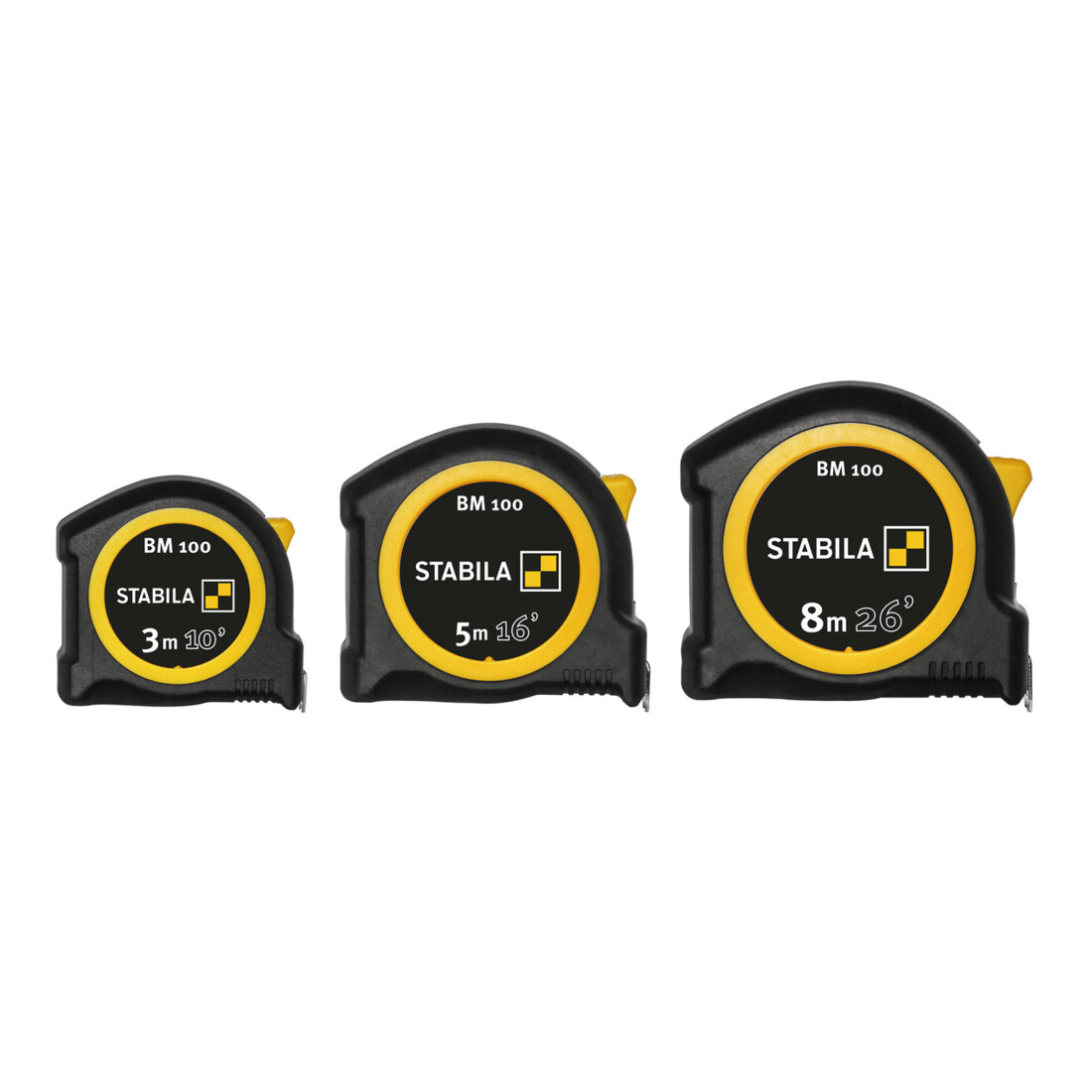 STABILA Taschenbandmaß BM 100, 5 m (16'), cm/inch-Skala