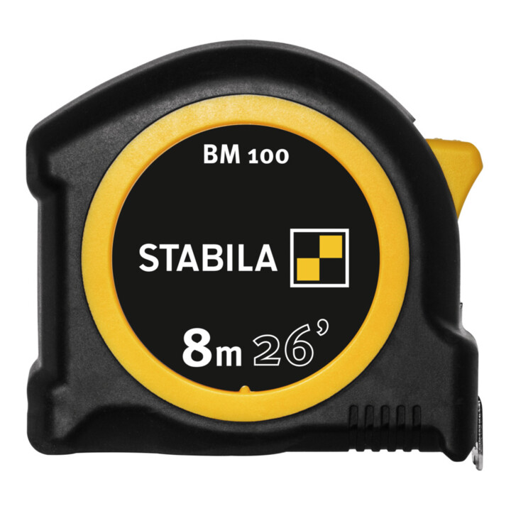 STABILA Taschenbandmaß BM 100, 8 m (26'), cm/inch-Skala