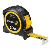 STABILA Taschenbandmaß BM 300, 10 m, Maßband mit doppelseitiger 1000er-Skala, metrisch, bruchsicheres PC/ABS-Gehäuse, SPIKES-Haken, Stahlband mit NYLON-WRAP-Ummantelung, Gürtel-Clip, MID-Genauigkeit-1