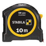 STABILA Taschenbandmaß BM 300, 10 m, Maßband mit doppelseitiger 1000er-Skala, metrisch, bruchsicheres PC/ABS-Gehäuse, SPIKES-Haken, Stahlband mit NYLON-WRAP-Ummantelung, Gürtel-Clip, MID-Genauigkeit-2