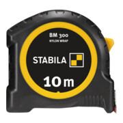 STABILA Taschenbandmaß BM 300, 10 m, Maßband mit doppelseitiger metrischer Skala, bruchsicheres PC/ABS-Gehäuse, SPIKES-Haken, Stahlband mit NYLON-WRAP-Ummantelung, Gürtel-Clip, MID-Genauigkeit-2