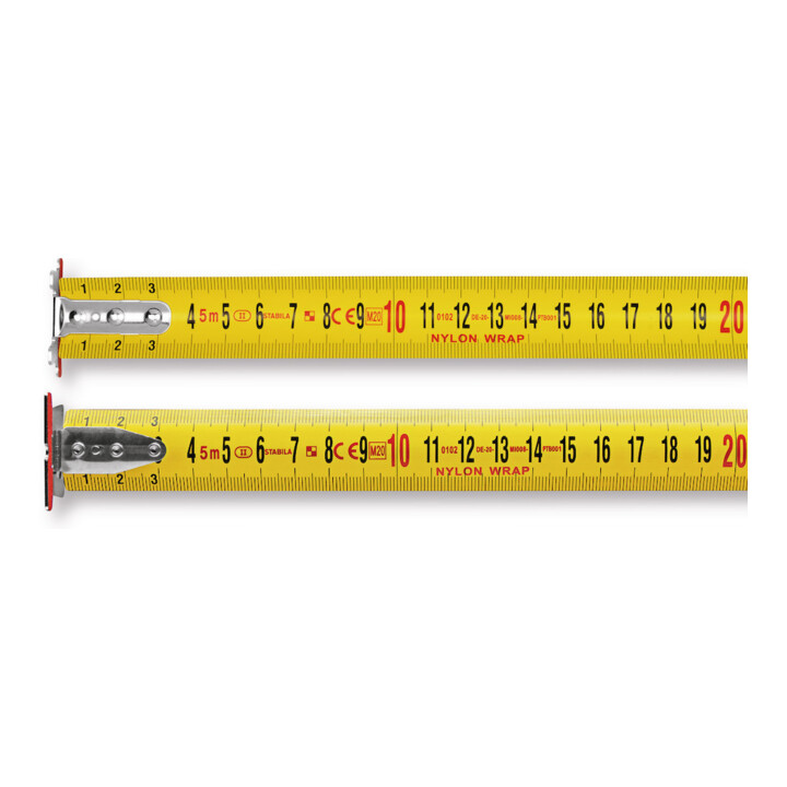 STABILA Taschenbandmaß BM 300, 5 m, doppelseitige metrische Skala, SPIKES-Haken