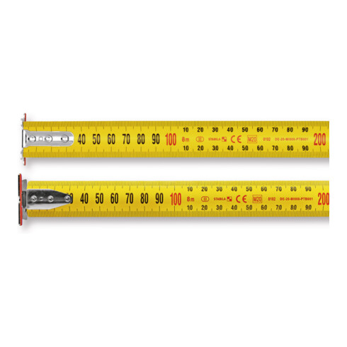 STABILA Taschenbandmaß BM 300, 8 m, doppelseitige 1000er-Skala, metrisch, SPIKES-Haken