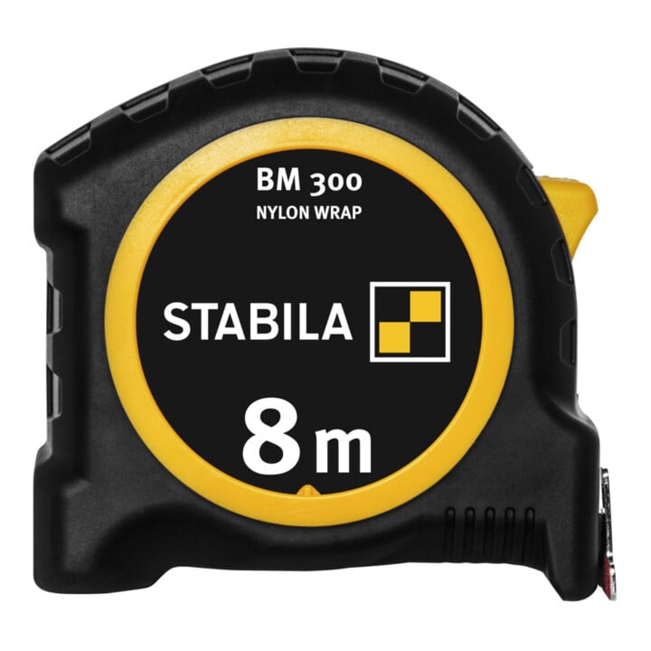 STABILA Taschenbandmaß BM 300, 8 m, doppelseitige metrische Skala, SPIKES-Haken