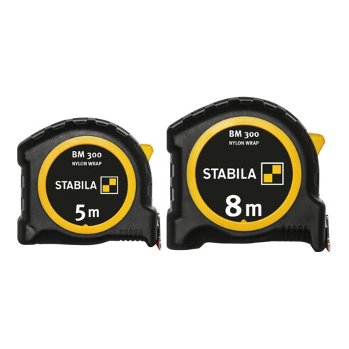STABILA Taschenbandmaß BM 300, 8 m, doppelseitige metrische Skala, SPIKES-Haken